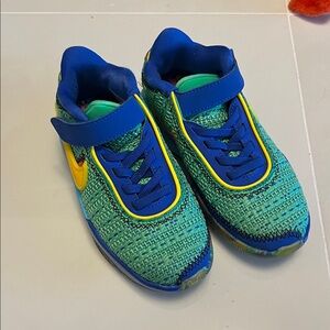 Vibrant Blue and Green Sneakers with Yellow Accents